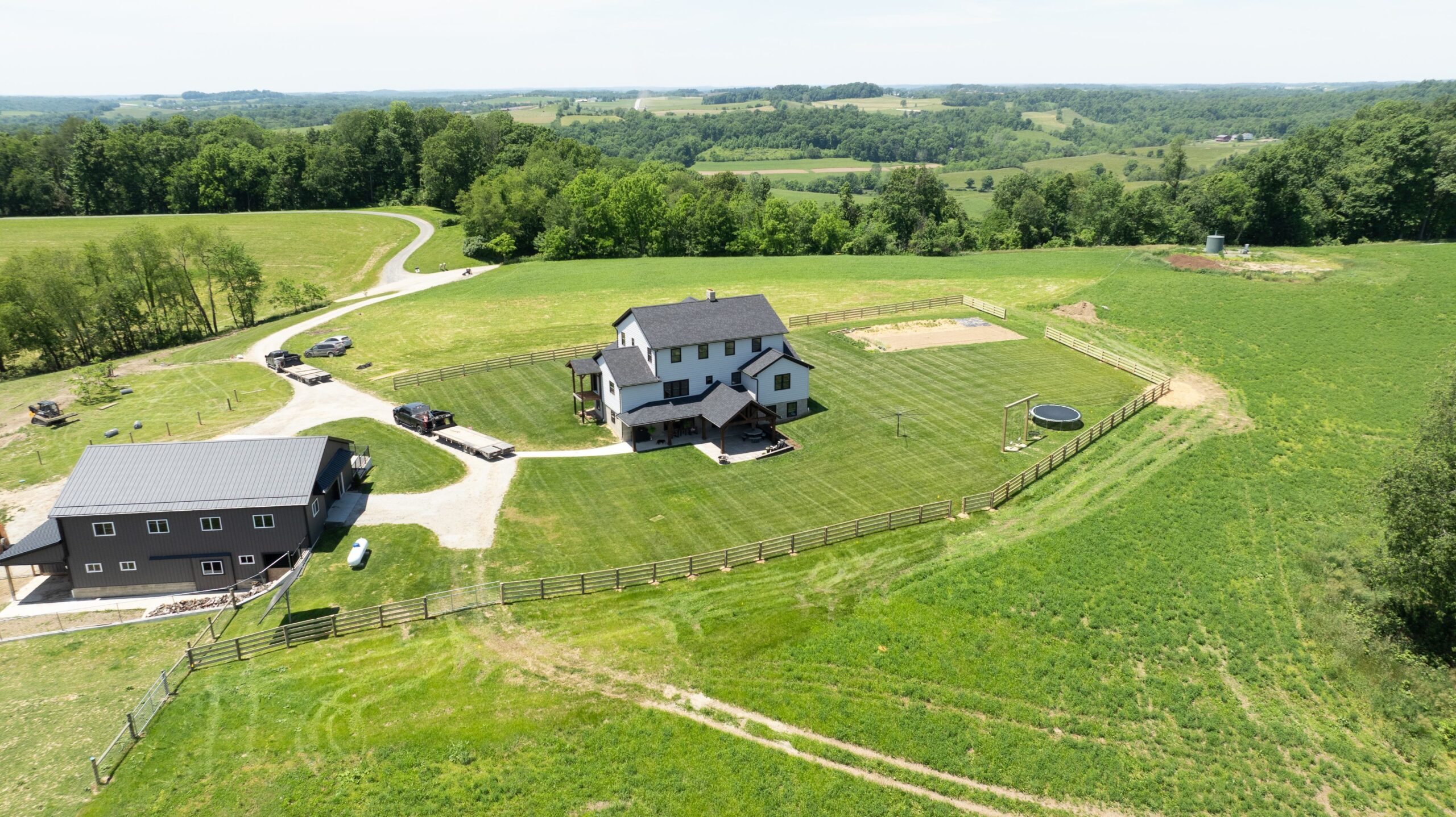 Aerial view of a fenced Central Ohio property