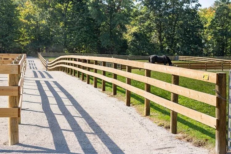 Board fencing installed along a pasture
